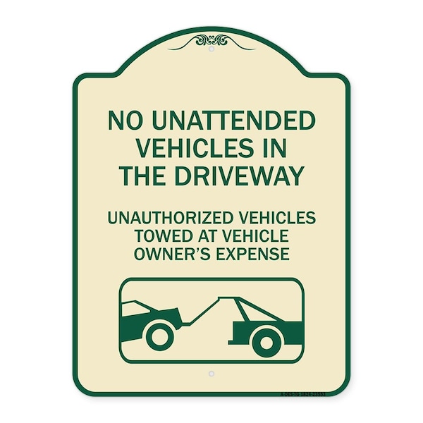Signmission No Unattended Vehicles in the Driveway Unauthorized Vehicles Towed at Vehicle Owners, TG-1824-23553 A-DES-TG-1824-23553 - main